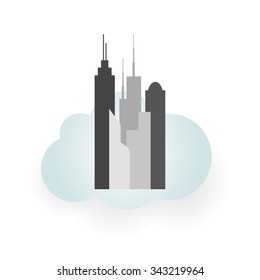 Panorama city vector background.Abstract town. Vector illustration.
