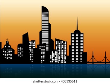Panorama of the city. Vector illustration