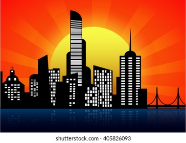 Panorama of the city. Vector illustration