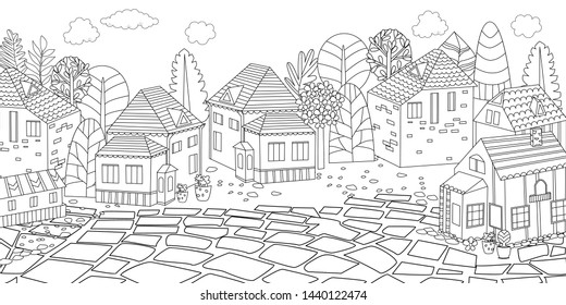 panorama of cityscape for your coloring book