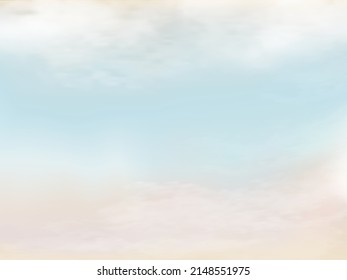 Panorama Clear blue to beige sky and white cloud detail  with copy space. Sky Landscape Background.Summer heaven with colorful clearing sky. Vector illustration. Sky clouds background.