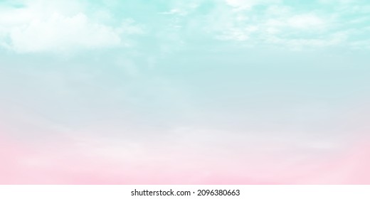 Panorama Clear blue to pink sky and white cloud detail  with copy space. Sky Landscape Background.Summer heaven with colorful clearing sky. Vector illustration.