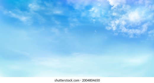Panorama Clear blue sky and white cloud detail  with copy space. Sky Landscape Background.Summer heaven with colorful clearing sky. Vector illustration. Beautiful natural sky clouds background.