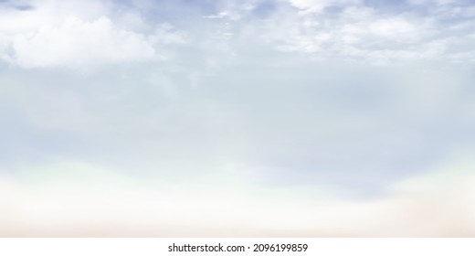 Panorama Clear blue sky and white cloud detail  with copy space. Sky Landscape Background.Summer heaven with colorful clearing sky. Vector illustration. Sky clouds background.