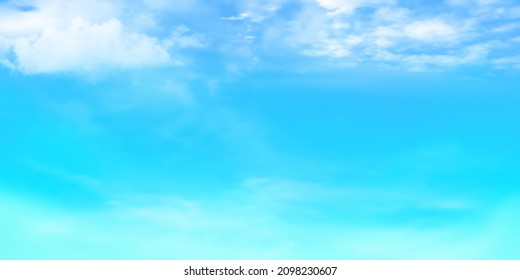 Panorama Clear blue sky and white cloud detail  with copy space. Sky Landscape Background.Summer heaven with colorful clearing sky. Vector illustration. Beautiful nature. sky clouds background.