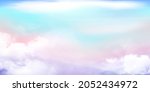 Panorama Clear blue,pink,purple sky and white cloud detail  with copy space. Sky Landscape Background.Summer heaven with colorful clearing sky. Vector illustration.Sky clouds background.