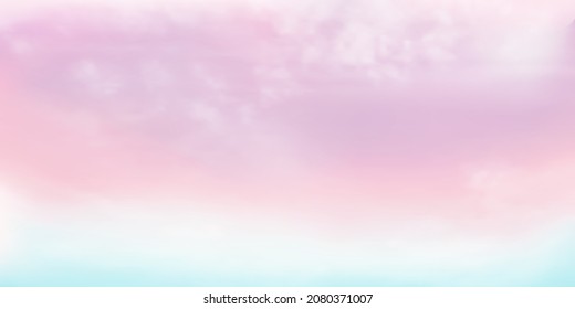Panorama Clear purple sky and white cloud detail  with copy space. Sky Landscape Background. Summer heaven with colorful clearing sky. Vector illustration. beautiful nature.sky clouds backg