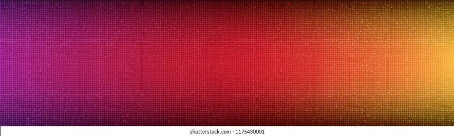 Panorama Colorful Circuit Microchip Technology on Future Background,Hi-tech Digital and Communication Concept design,Free Space For text in put,Vector illustration.