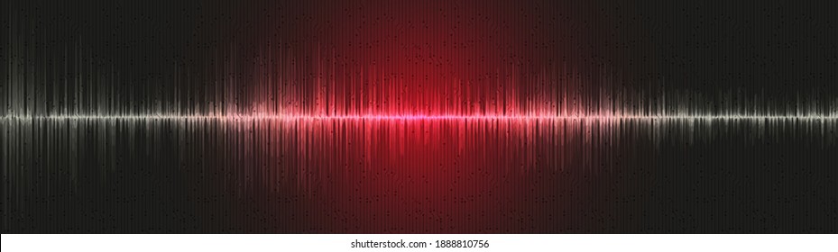 Panorama Dark Red Digital Sound Wave Background,technology and earthquake wave diagram concept,design for music studio and science,Vector Illustration.