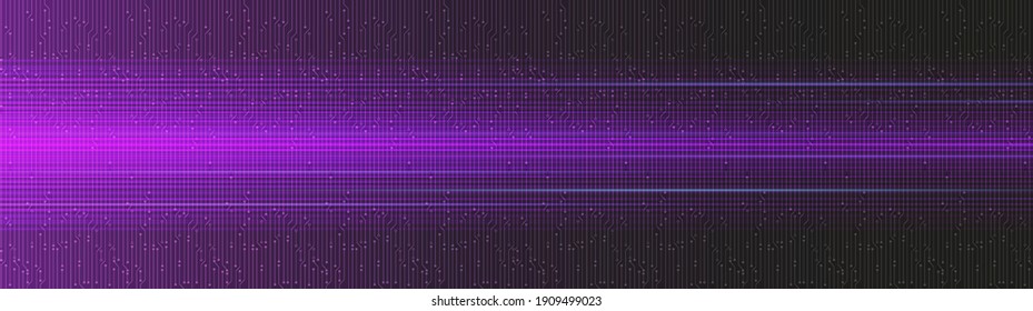 Panorama Dark Violet Technology Background,Speed and sound wave Concept design,Free Space For text in put,Vector illustration.