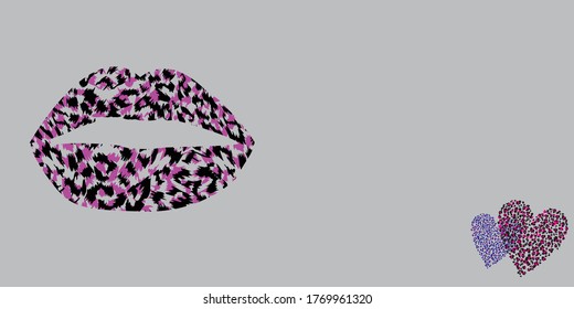 Panorama-Design einer Leopardendrucklippe auf grauem Hintergrund, Panoramahoramahanner 