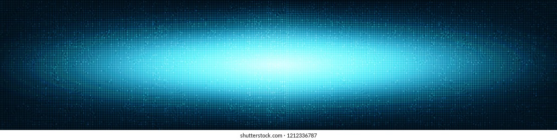 Panorama Digital Circuit Network with Aura Light on Modern Background,future and technology Concept design,Vector illustration.