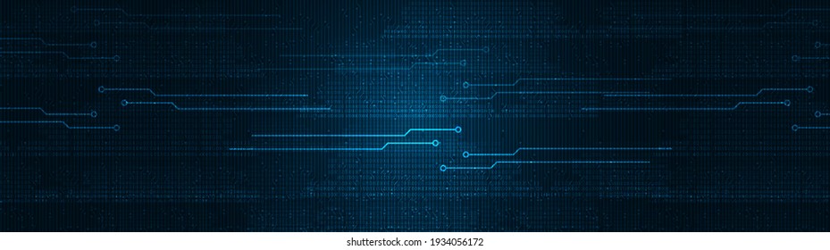 Panorama Digital Data Technology Background,Hi-tech Digital and sound wave Concept design,Free Space For text in put,Vector illustration.