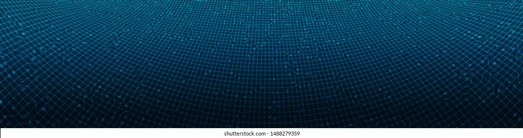 Panorama Digital Line Circuit Microchip on Technology Background,Hi-tech and security Concept design,Free Space For text in put,Vector illustration.