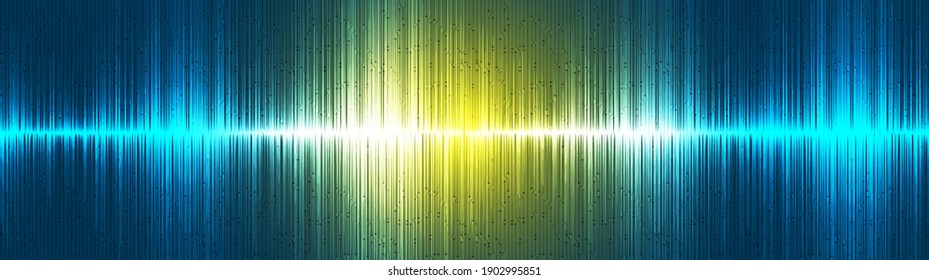 Panorama Digital Sound wave  Background,technology and earthquake wave diagram concept,design for music studio and science,Vector Illustration.