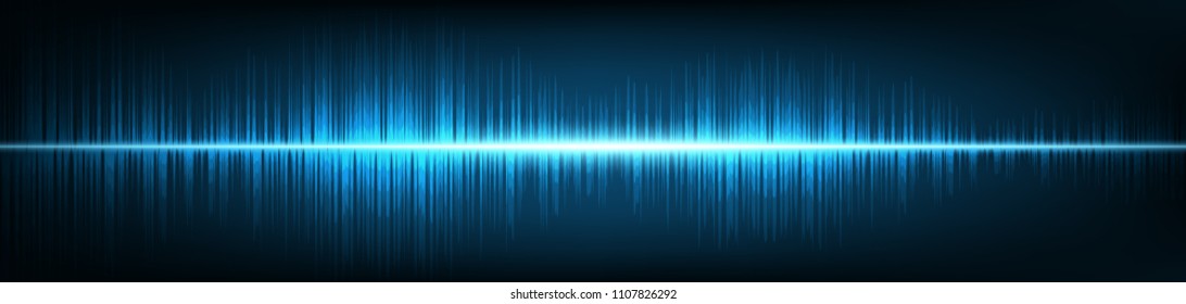 Panorama Digital Super Earthquake Wave on Light Blue  background. technology and Sound wave concept. design for music industry. Vector, Illustration.