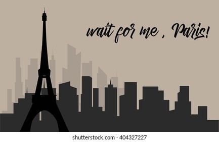 Panorama Eiffel Tower in Paris with black backgrounds