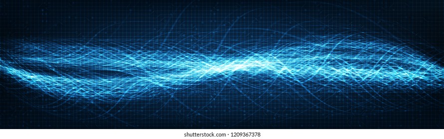 Panorama Electronic Digital Sound Wave Background,technology and earthquake wave diagram concept,design for music studio and science,Vector Illustration.