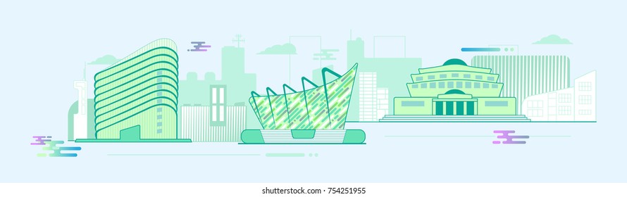 Panorama Flat Stylish City illustration