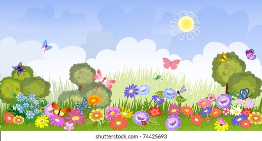 Panorama floral lawn