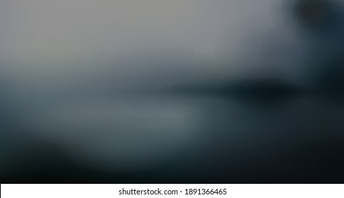Panorama foggy morning. Horizontal blurred background with trees for computer games. Vector abstract landscape.