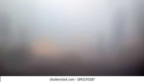 Panorama foggy morning. Horizontal blurred background with trees for computer games. Vector abstract landscape.