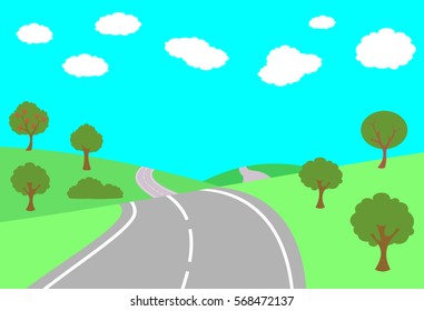 Panorama of the forest. The nature of the countryside. Vector illustration.
