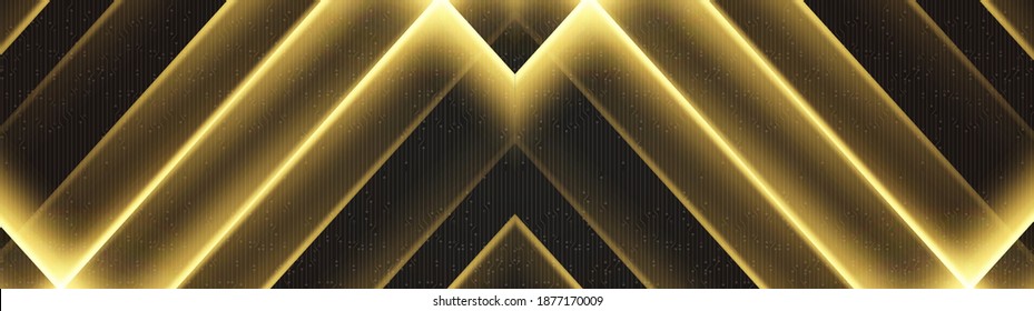 Panorama Golden Light Background,Hi-tech Digital and sound wave Concept design,Free Space For text in put,Vector illustration.
