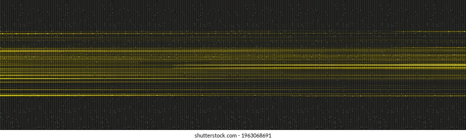 Panorama Golden Speed Light Technology Background,Hi-tech Digital and sound wave Concept design,Free Space For text in put,Vector illustration.
