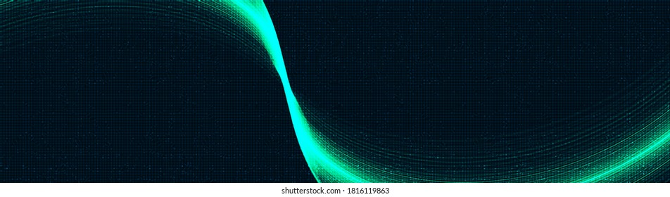 Panorama Green Light Technology Background,Hi-tech Digital y diseño de ondas de sonido,Free Space For text in put,Ilustración vectorial.