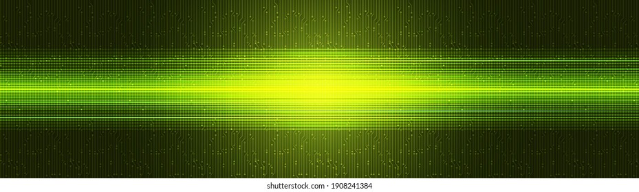 Panorama Green Speed Light Technology Background,Hi-tech Digital and sound wave Concept design,Free Space For text in put,Vector illustration.