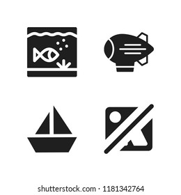 panorama icon. 4 panorama vector icons set. landscape, zeppelin and sailboat icon icons for web and design about panorama theme