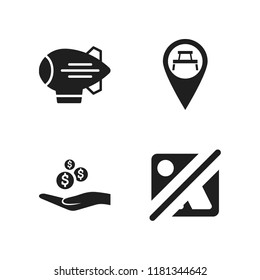 panorama icon. 4 panorama vector icons set. park pin, zeppelin and alms icons for web and design about panorama theme