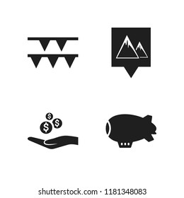panorama icon. 4 panorama vector icons set. garland, location mountains and zeppelin icons for web and design about panorama theme