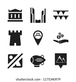 panorama icon. 9 panorama vector icons set. canyon, alms and castle icons for web and design about panorama theme