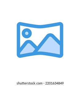 Panorama icon in blue style about camera, use for website mobile app presentation
