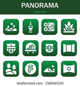 panorama icon set. Vector  illustrations related with Forest, Fernsehturm berlin and Woods