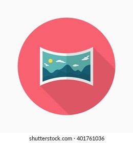 Panorama icon , Vector flat long shadow design. 