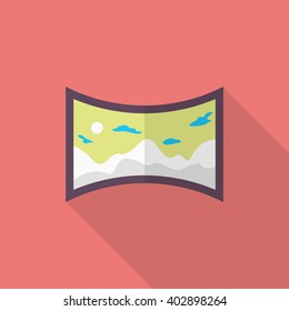 Panorama icon , Vector flat long shadow design.