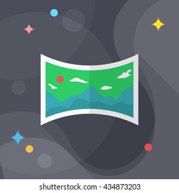 Panorama icon , Vector flat long shadow design.
