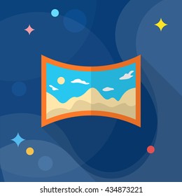 Panorama icon , Vector flat long shadow design.