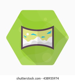 Panorama icon , Vector flat long shadow design.