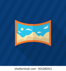 Panorama icon , Vector flat long shadow design.