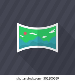 Panorama icon , Vector flat long shadow design.