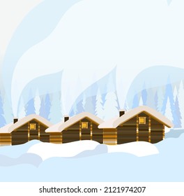 Panorama Lapland, flat vector illustration
