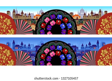 panorama mapping of the city and national shawls