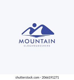 PANORAMA MOAUNTAIN LOGO DESIGN NEW BLUE COLOR