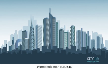 Panorama of modern city.  Beautiful background.