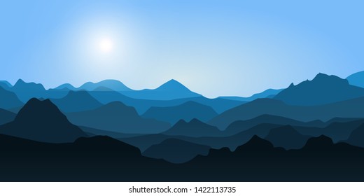 panorama of the mountain landscape. sunny day on highlands. clear sky and bright sun