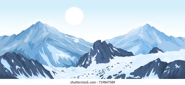 Panorama of mountain peaks